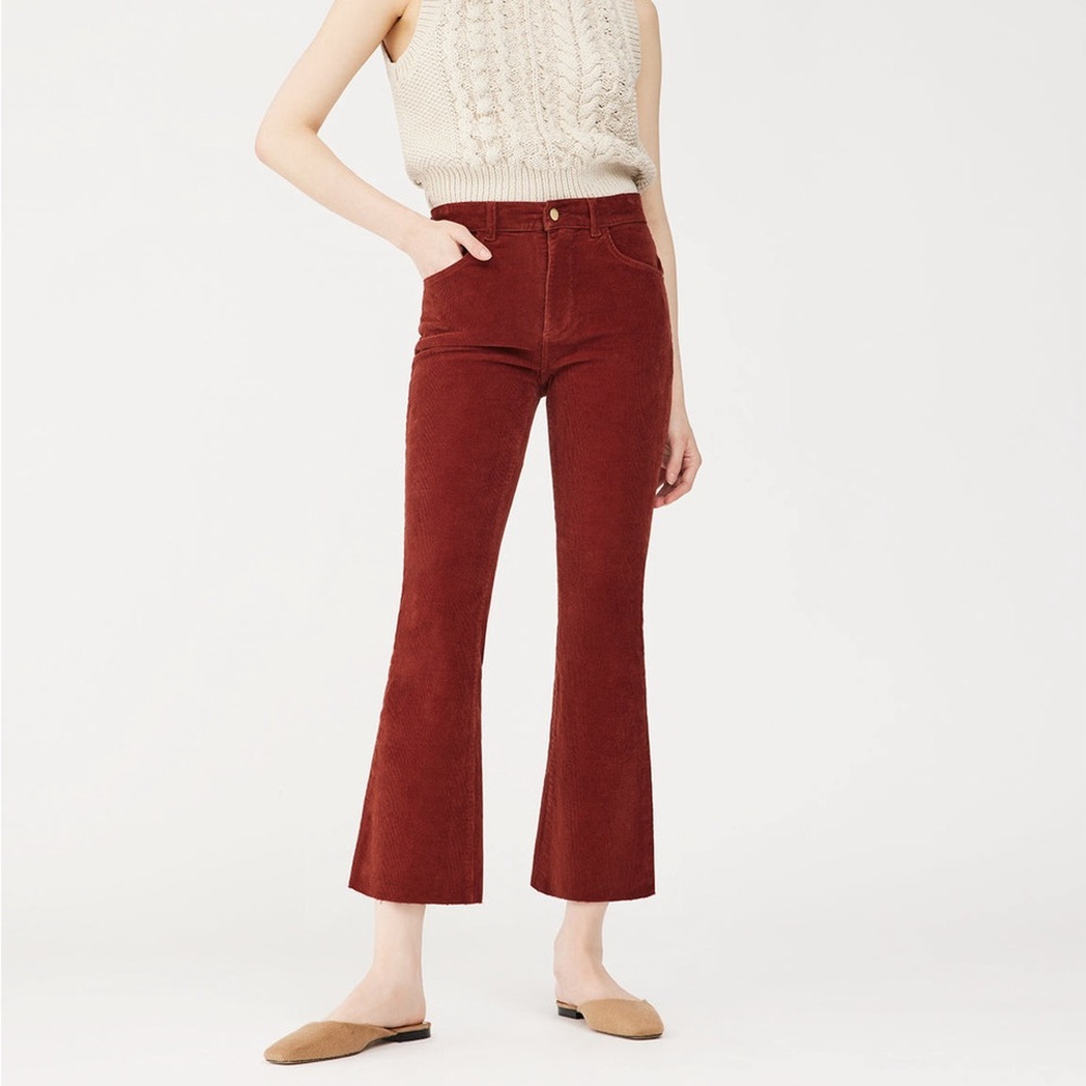 DL1961 Bridget Boot High Rise Instascuplt Crop Pants Womens 28 Corduroy Paprika